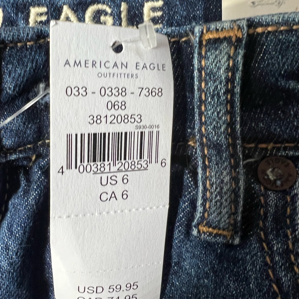 NWT American Eagle Outfitters Ripped Dark Blue Jean Shorts Size 6 - Picture 3 of 5